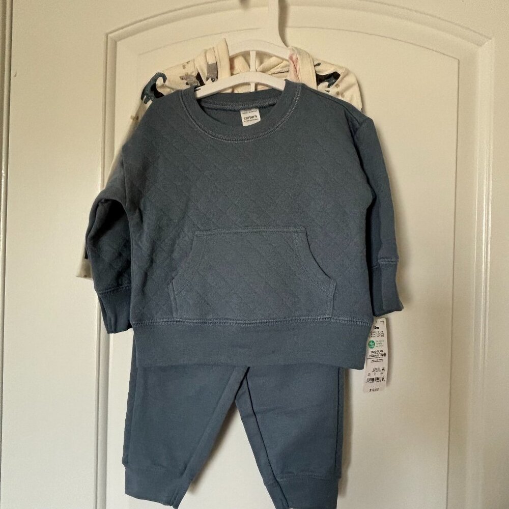 **NWT** Carter's 3 pc Blue & Dinosaur Matching Set 12 months
